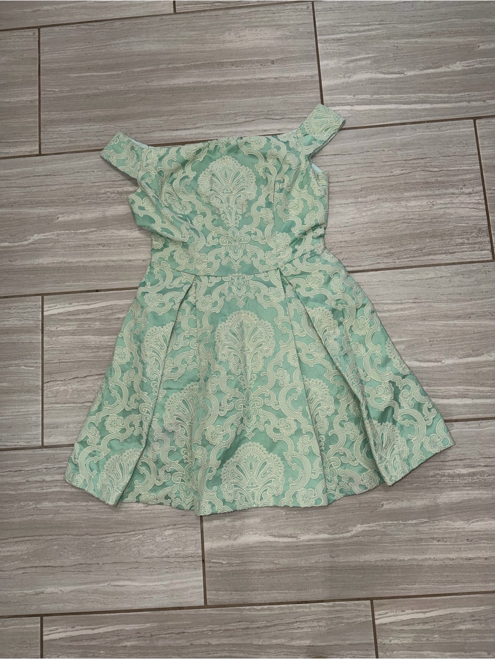 Topshop Mint and Ivory Brocade mini dress